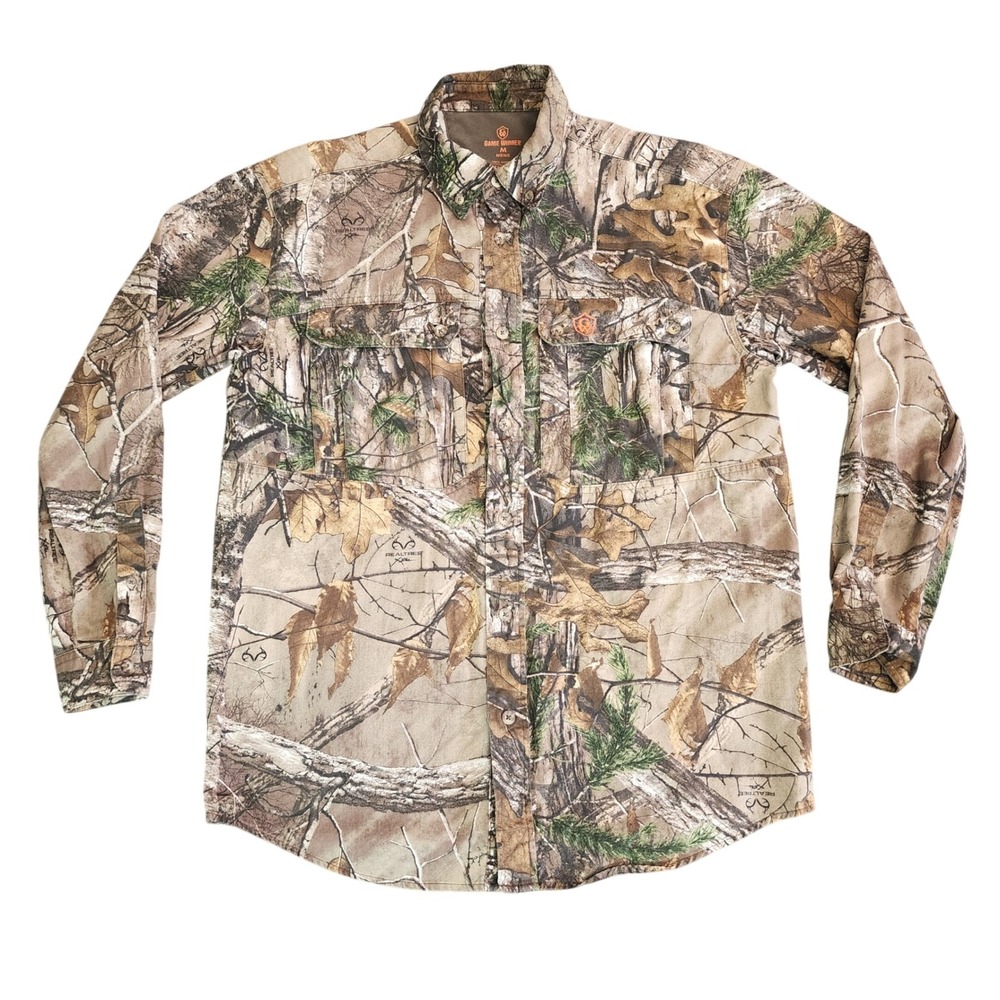 Game Winner Real Tree Shirt Mens Medium Camouflage‎ Thick Long Sleeve Hunting
